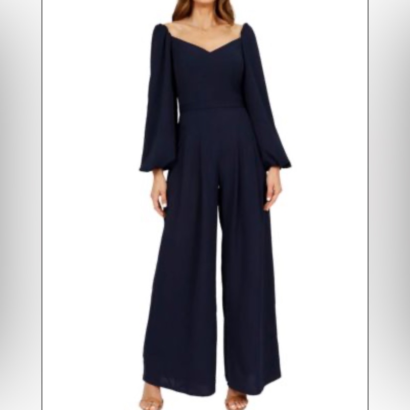 Rene Ruiz Collection Puff Sleeve Jumpsuit Navy New